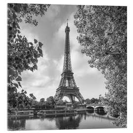 Tableau en verre acrylique  Tour Eiffel, monochrome - Jan Christopher Becke