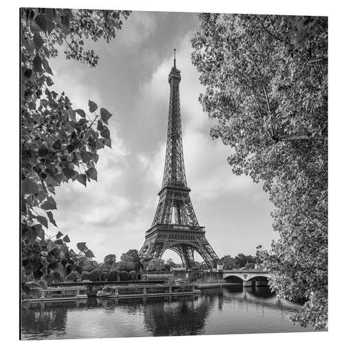 Cuadro de aluminio Torre Eiffel, monocromo