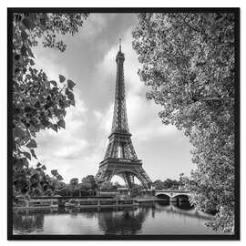 Gerahmter Kunstdruck Eiffelturm, monochrom