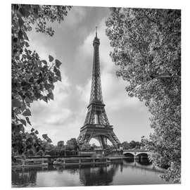 Foam board print Eiffel Tower, monochrome