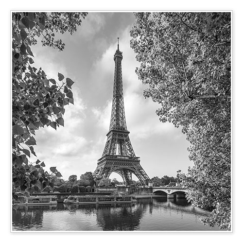 Póster Torre Eiffel, monocromática