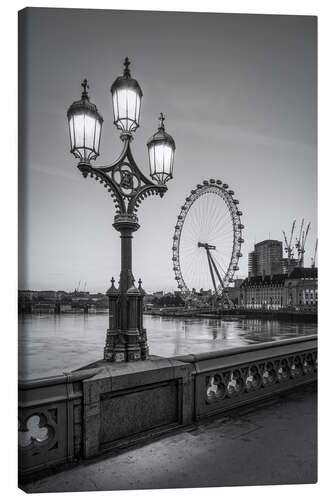 Leinwandbild London Eye, monochrom