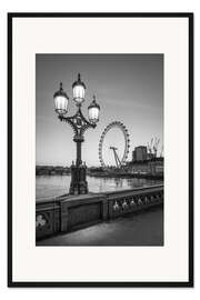 Gerahmter Kunstdruck London Eye, monochrom