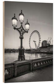 Holzbild London Eye, monochrom