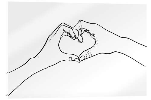 Quadro em acrílico Line art hands with a heart