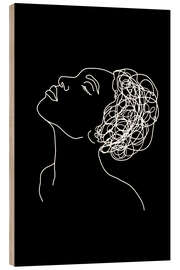 Holzbild Line Art Woman Black And White