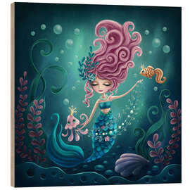 Wood print Cute mermaid