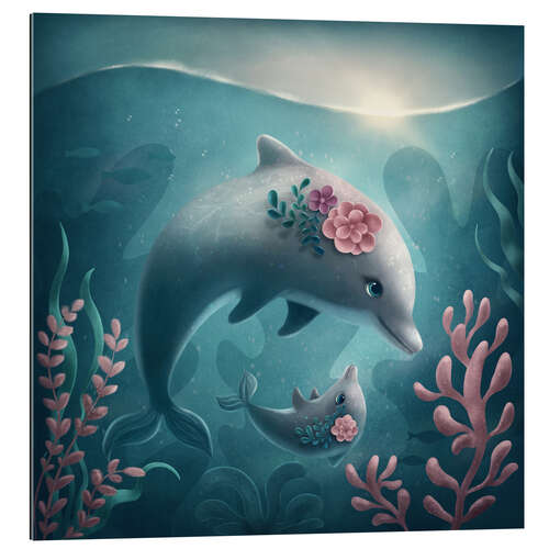 Gallery print Mother and baby dolphin