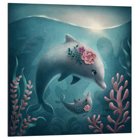 Magnettafel Mutter und Baby Delphin