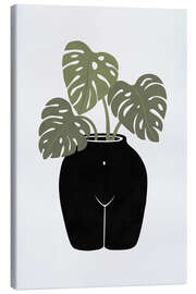 Canvas print Vase with monstera leaves