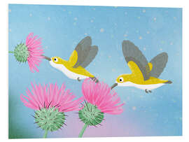 Foam board print Hummingbirds with thistles