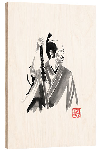 Wood print Samurai waiting