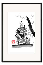 Gerahmter Kunstdruck Samurai, sitzend