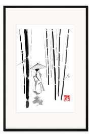 Gerahmter Kunstdruck Geisha im Bambuswald