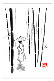 Poster Geisha im Bambuswald