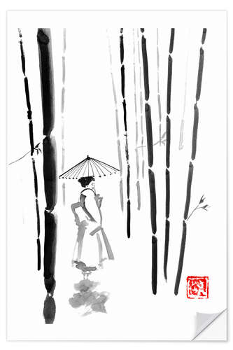 Wall sticker Geisha in bamboo forest