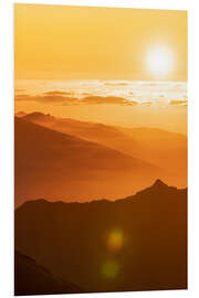 Foam board print Pico Ruivo mountain at sunset