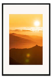 Gerahmter Kunstdruck Berg Pico Ruivo bei Sonnenuntergang