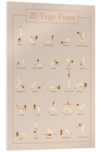 Tableau en verre acrylique 25 Yoga Poses