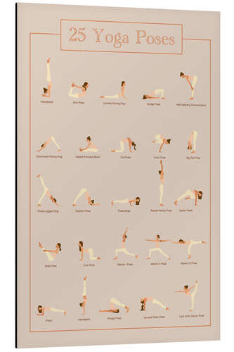 Aluminium print 25 Yoga Poses