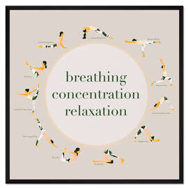 Gerahmter Kunstdruck Yoga - breathing concentration relaxation