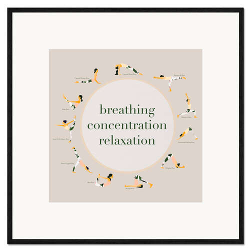 Kehystetty taidepainatus Yoga - breathing concentration relaxation