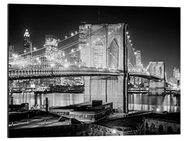 Aluminiumtavla Historic New York: Brooklyn Bridge at night