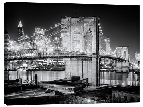 Canvastavla Historic New York: Brooklyn Bridge at night