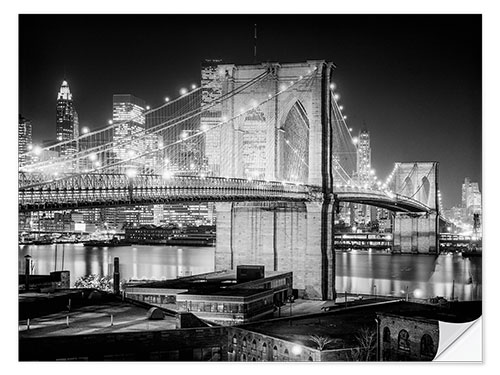 Wall sticker Historic New York: Brooklyn Bridge at night