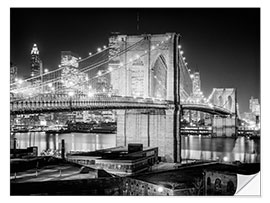 Wall sticker Historic New York: Brooklyn Bridge at night