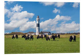 Foam board print Langer Christian lighthouse on Sylt with cows