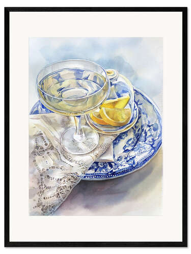 Kehystetty taidepainatus Vintage lace and Delft plates