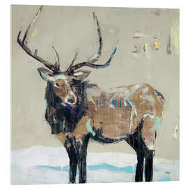 Acrylglasbild Wapiti im Winter