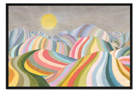 Gerahmter Kunstdruck Bunte Hügellandschaft