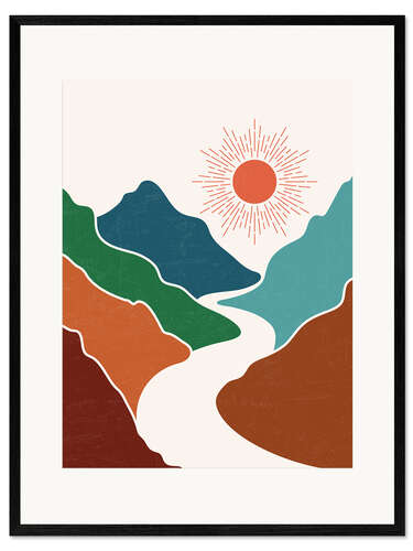 Impresión de arte enmarcada Mountain Landscape with River II