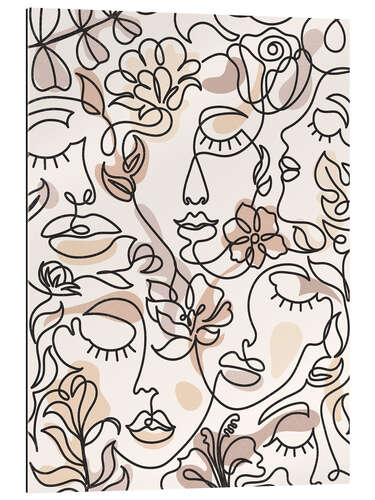 Gallery print Lineart Faces with Flowers II