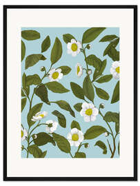 Gerahmter Kunstdruck Weisse Blumen