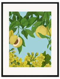 Gerahmter Kunstdruck Blätter und Blumen