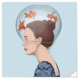 Wall sticker Strange hat, goldfish