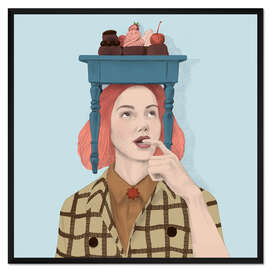 Gerahmter Kunstdruck Seltsamer Hut, Tisch