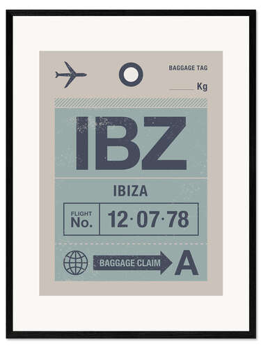 Ingelijste kunstdruk Ibiza Travel Tag