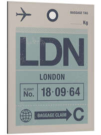 Tableau en aluminium London Travel Tag