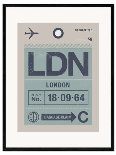 Innrammet kunsttrykk London Travel Tag
