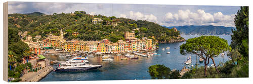 Holzbild Panoramablick über Portofino