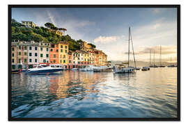 Gerahmter Kunstdruck Sonnenaufgang in Portofino
