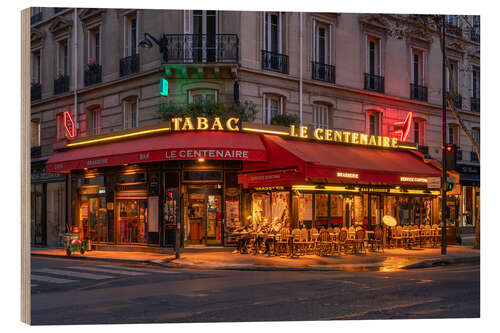 Quadro de madeira Café na calçada em Paris III