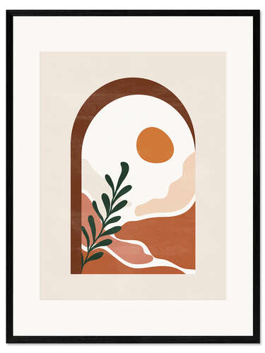 Gerahmter Kunstdruck Sonnenuntergang aus dem Fenster