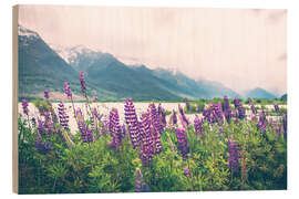 Holzbild Blühende Lupinen in Glenorchy