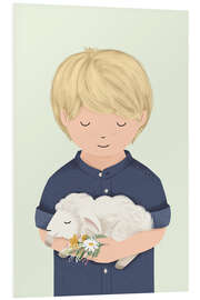 Hartschaumbild Junge mit Lamm - Sandy Lohß