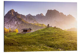 Aluminium print Sunrise on the alpine pasture